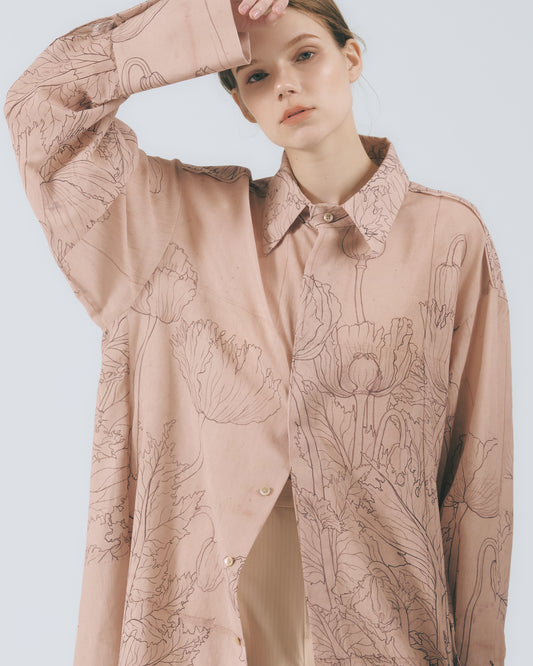 陳進印花長版襯衫 (罌粟花)