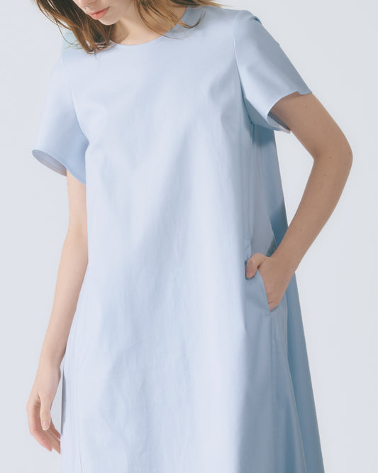 俐落剪裁長洋裝(藍色)