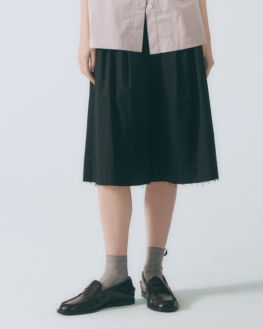 A字寬摺中長褲(黑色)