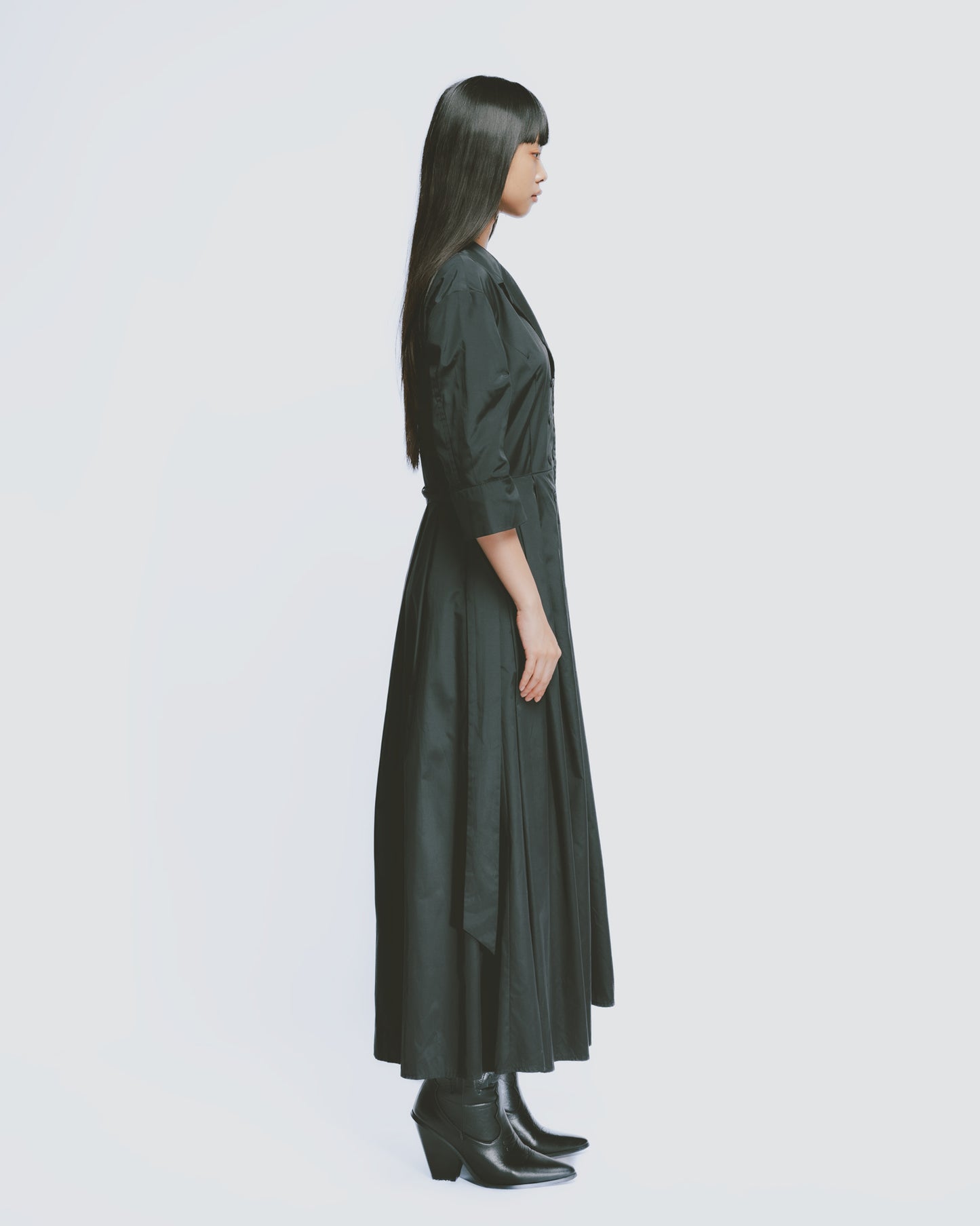 French-style double-breasted tie-strap dress
