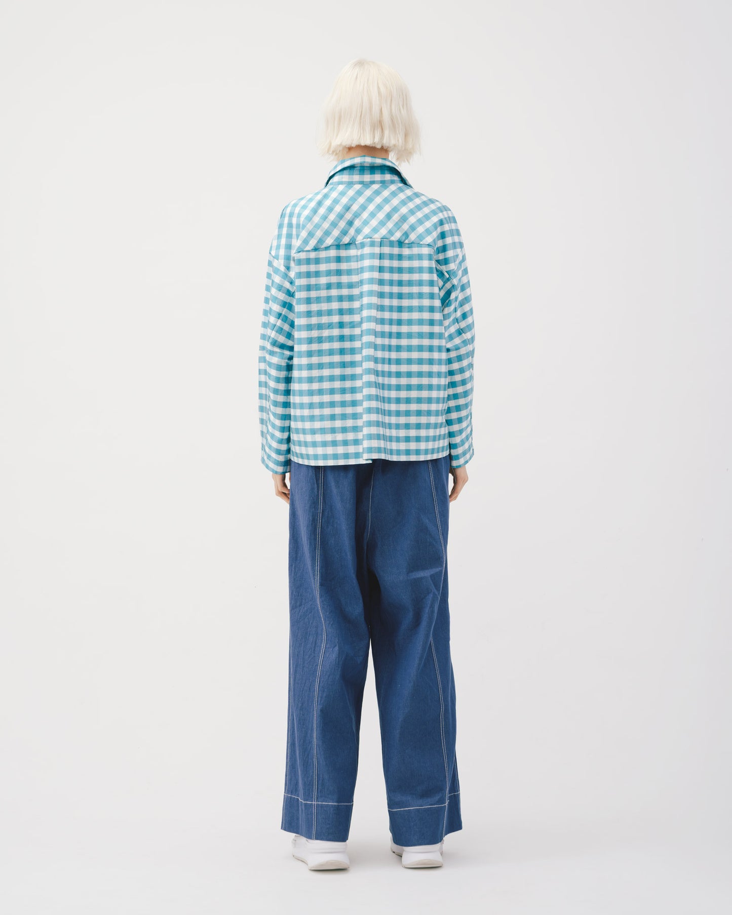 Plaid shirt peak collar jacket