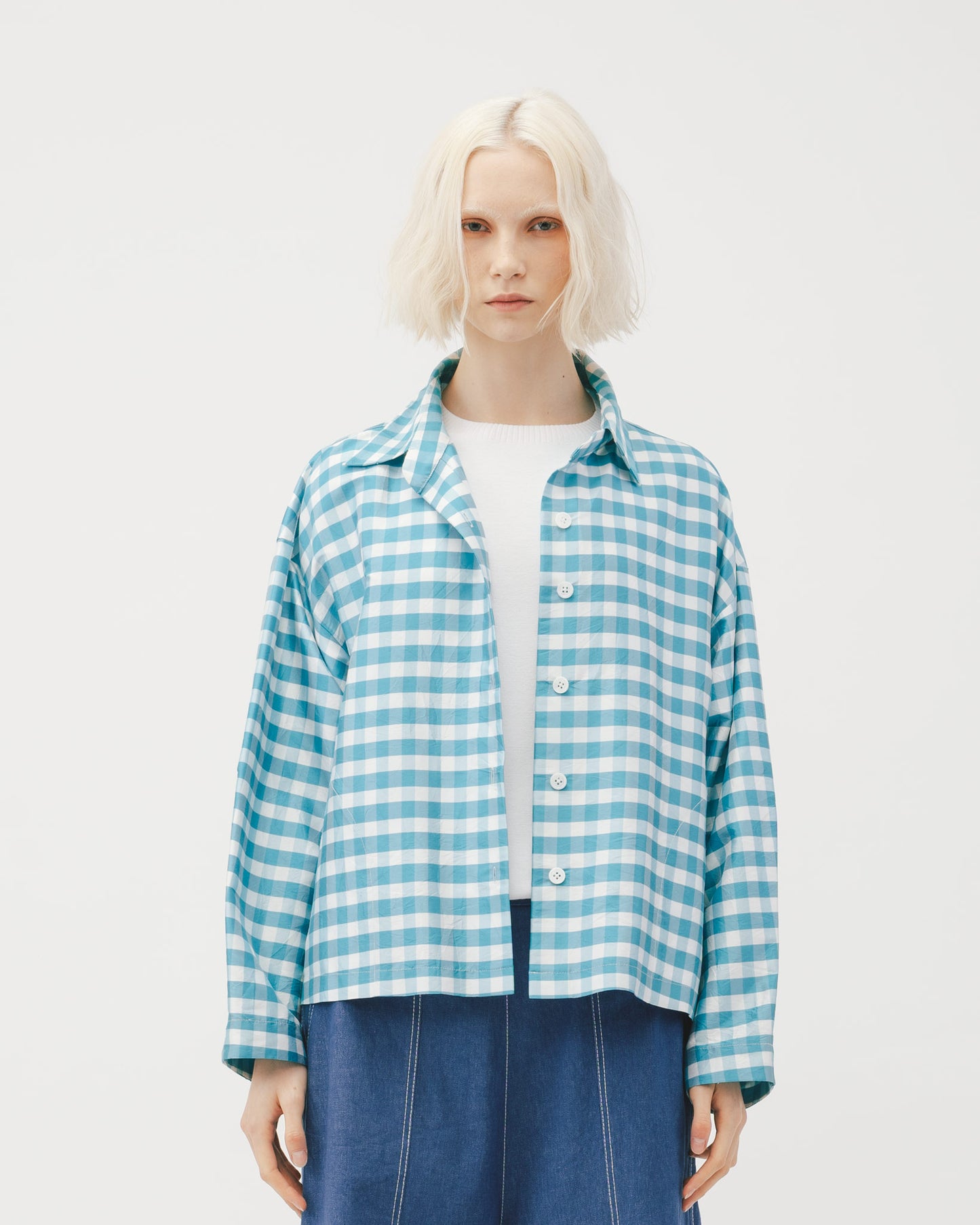 Plaid shirt peak collar jacket