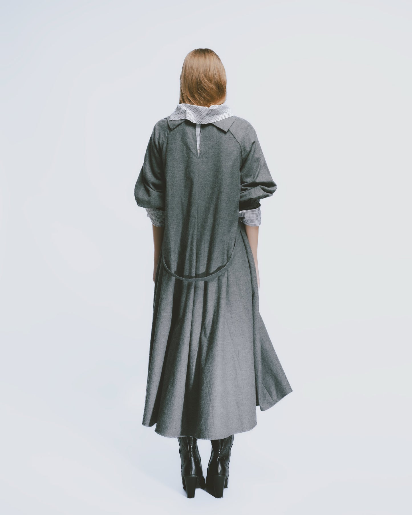 Misty grey brushed tie loose dress