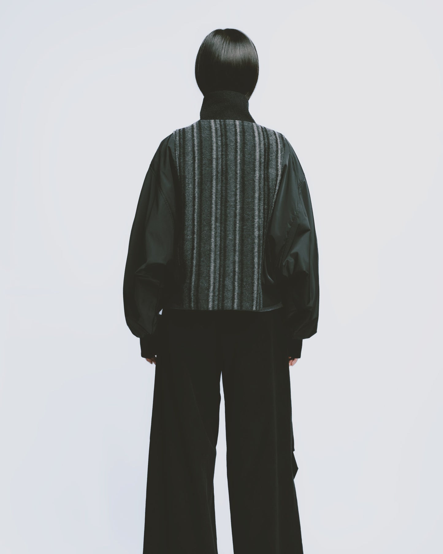 Wool patchwork quilted bomber jacket