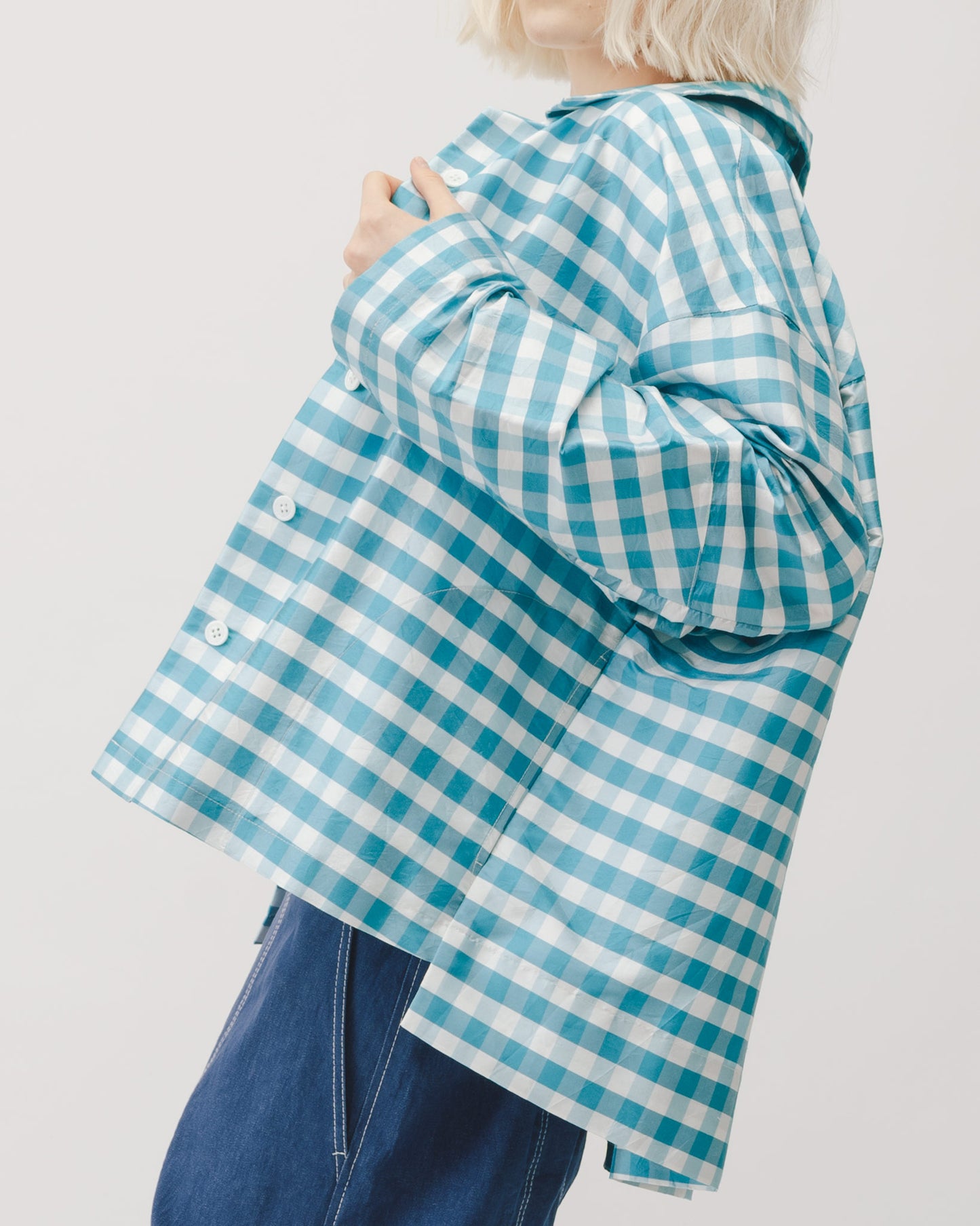 Plaid shirt peak collar jacket