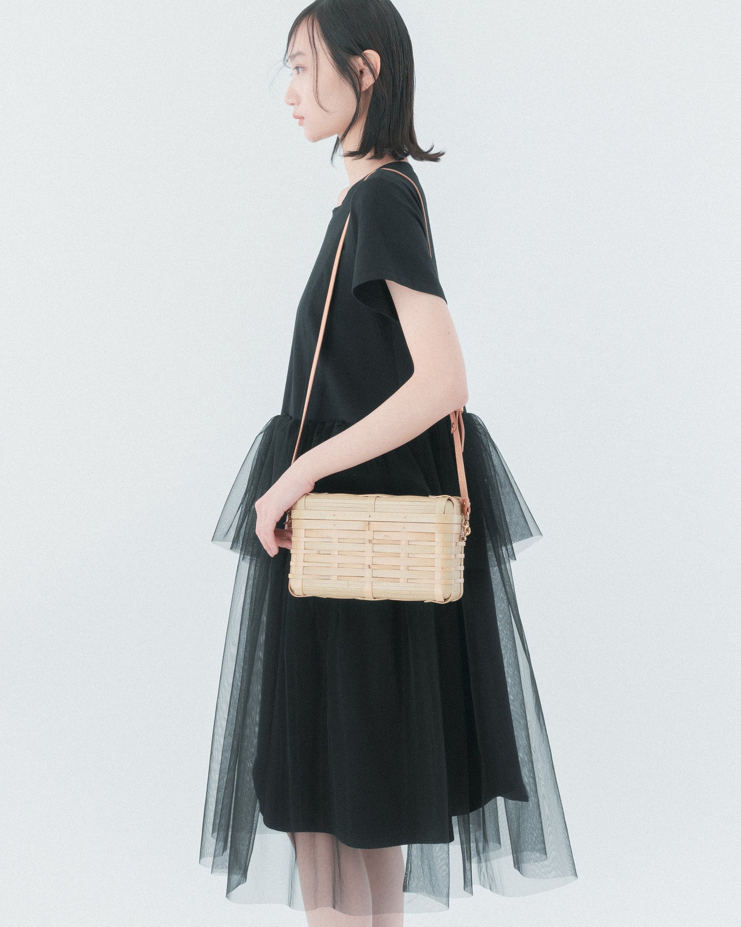 Black cotton mesh dress