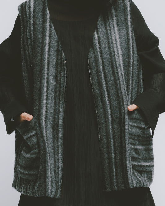 毛料雙面穿口袋背心