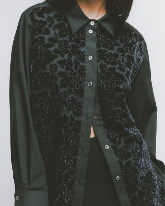 立體絨毛緹花拼接襯衫