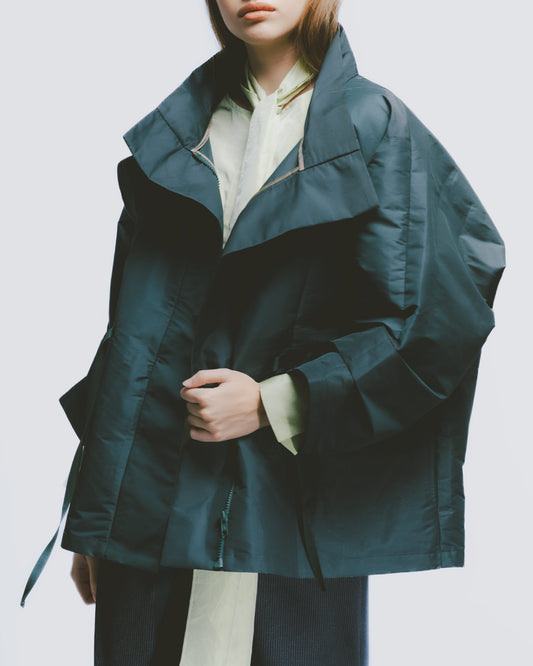 造型五分袖挺版風衣外套(綠)