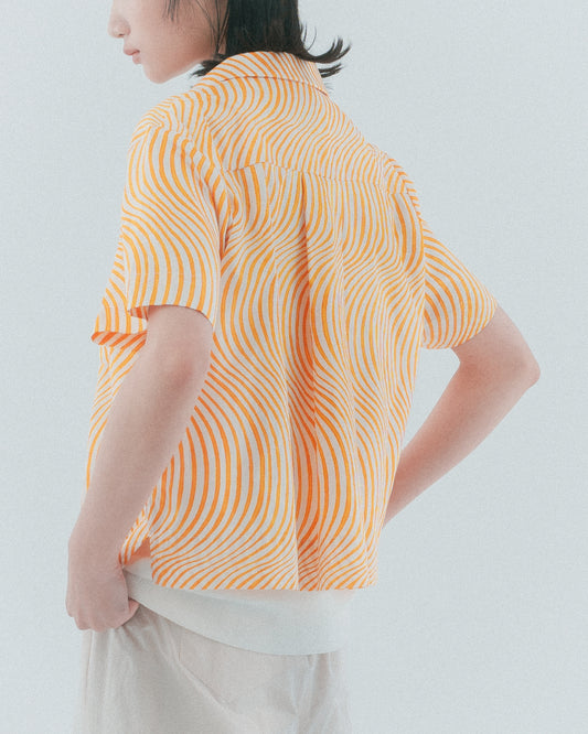 Beige transparent skin puff top