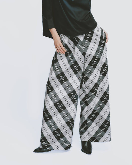 率性百搭格紋休閒長褲