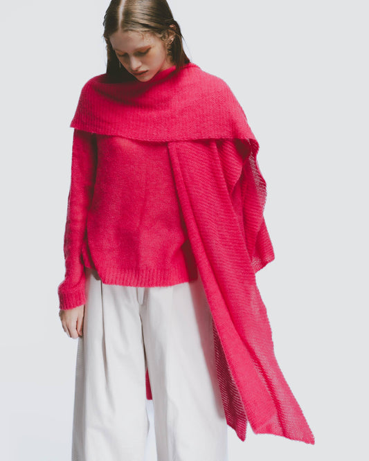 羊駝毛方型圍巾(桃紅)