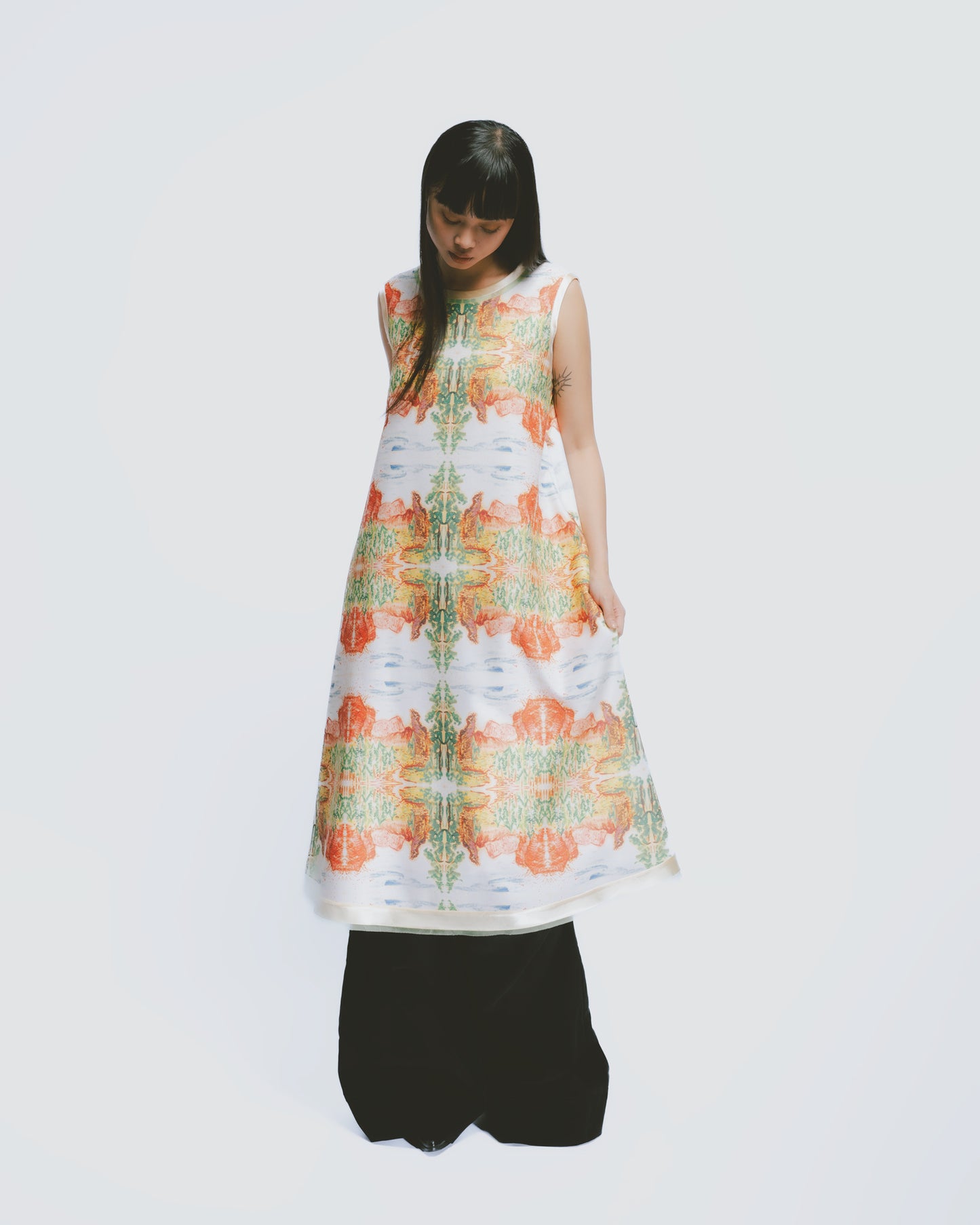 ALISHAN printed round neck sleeveless dress