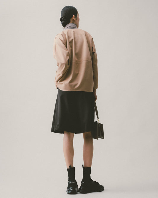 卡其毛呢V領連袖外套