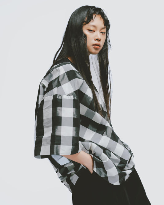 挺版街頭感寬鬆T (黑白格)