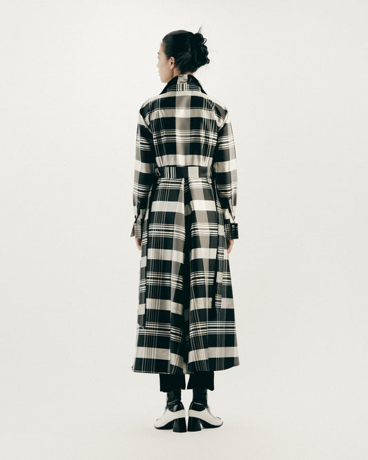 黑白格長洋裝