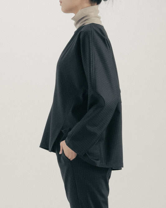 Beige transparent skin puff top