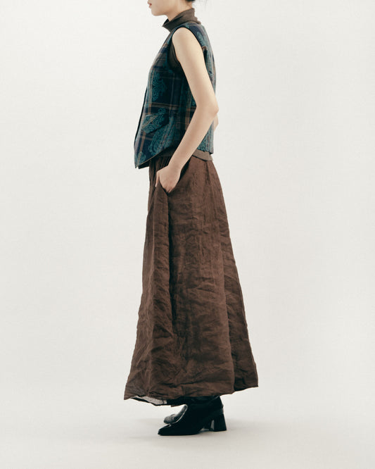 棕色記憶紗鬆緊裙