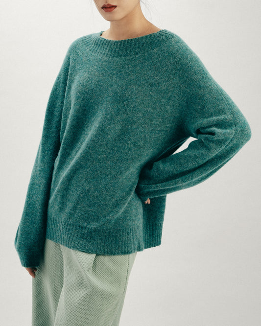 藍綠圓領毛衣