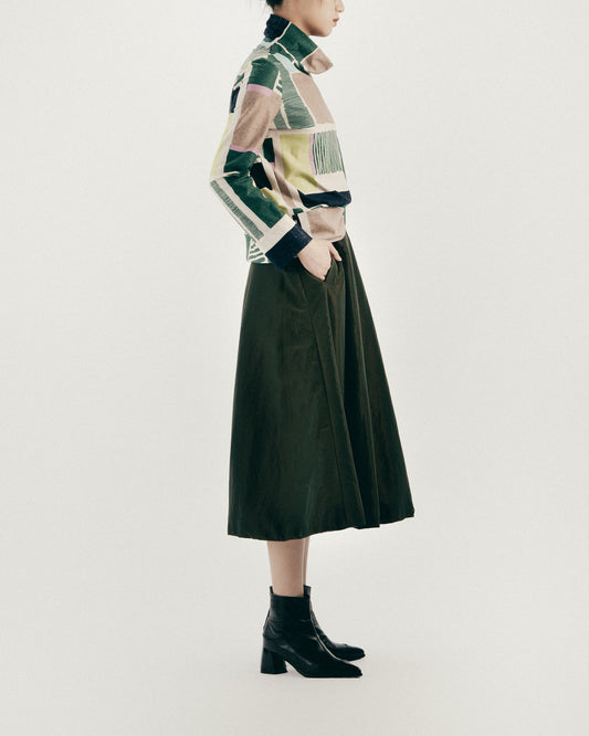暗綠A字傘裙