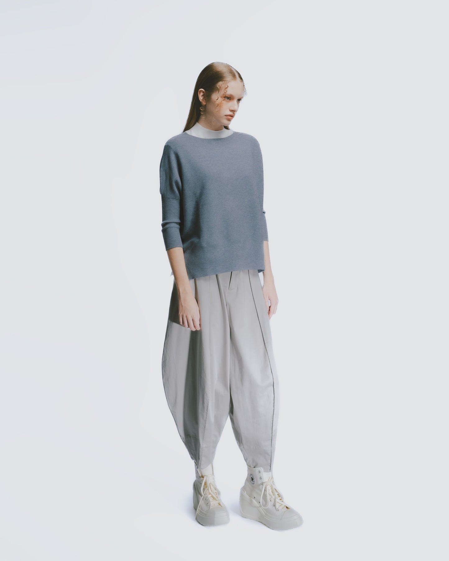 Tangent Design Drape Balloon Pants (Light Gray)
