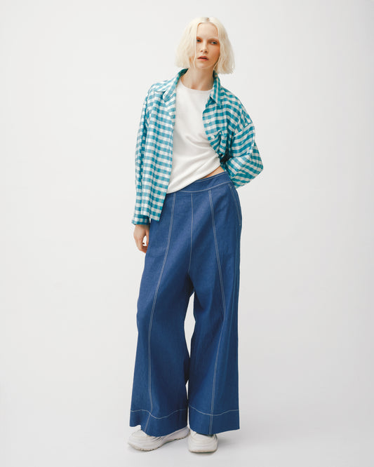 Plaid shirt peak collar jacket