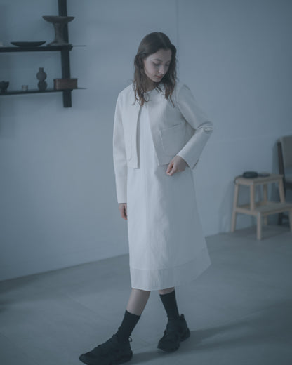 Double-sided textured A-line dress (white) 