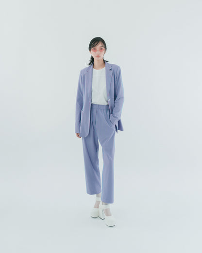 藍紫條鬆緊直筒褲