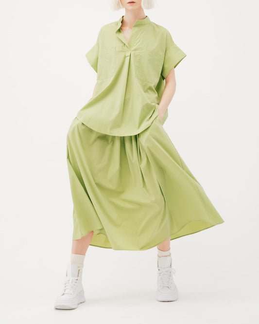 Yellow striped pleated skirt 