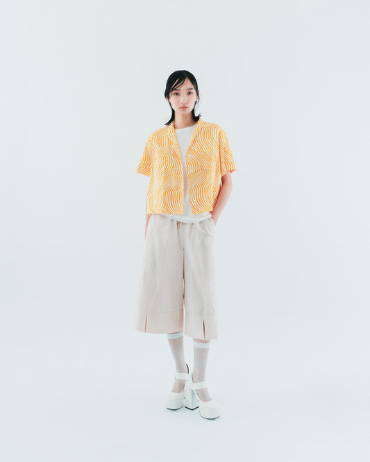 Beige transparent skin puff top