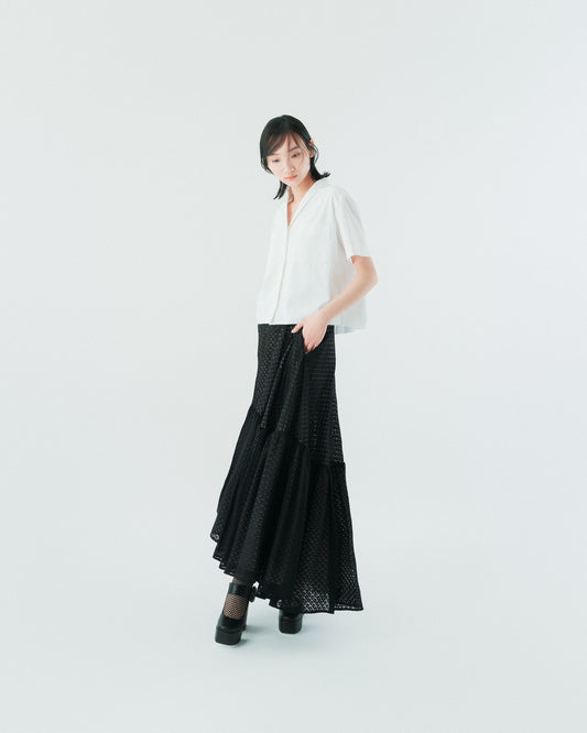 Beige transparent skin puff top