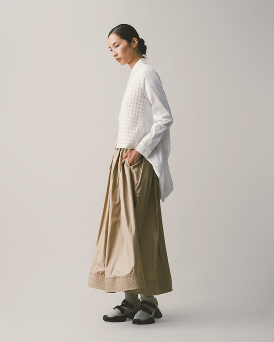 Khaki pleated maxi skirt