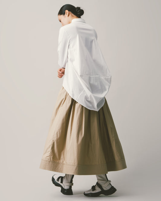 Khaki pleated maxi skirt