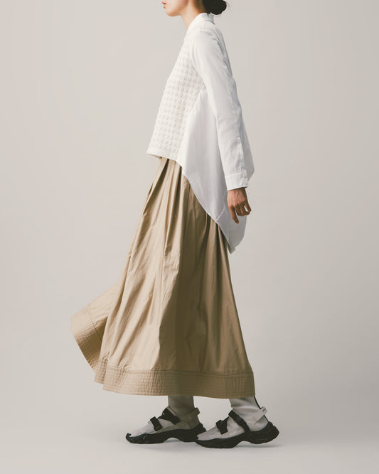 Khaki pleated maxi skirt