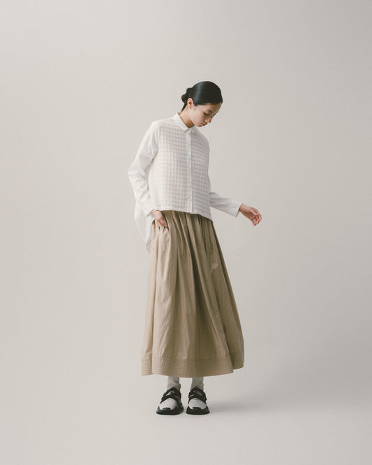 Khaki pleated maxi skirt