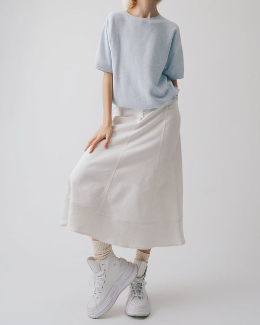 White denim tangent fishtail skirt 