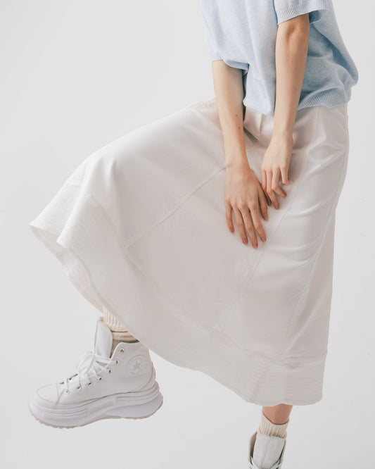 White denim tangent fishtail skirt 