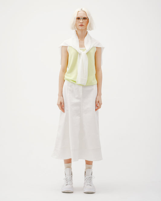 White denim tangent fishtail skirt 