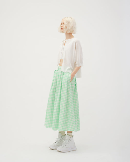 White knitted tie-strap cardigan with short front and long back