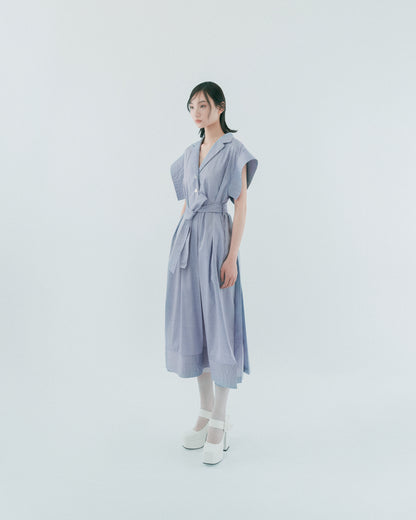 藍西裝綁帶洋裝
