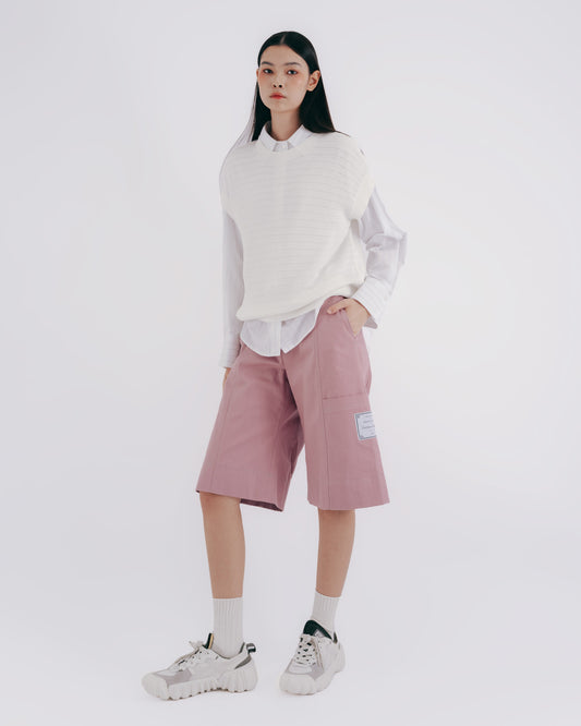 Multi-cut denim shorts (pink) 
