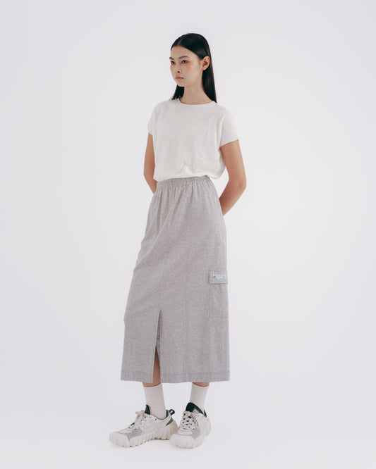 Casual Work Pocket Knit Straight Skirt (Heather Gray)