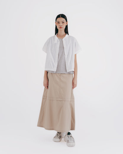 Layered A-line work skirt (khaki)