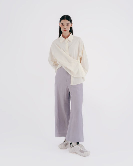 Beige multi-wear side buttoned shirt