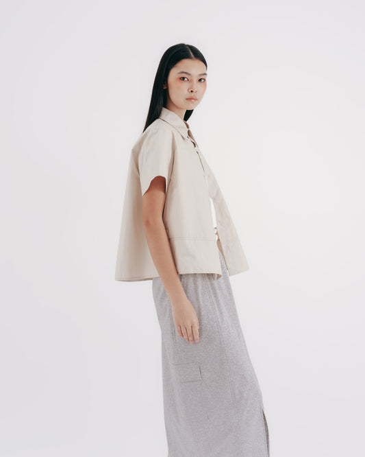 Tangent design workwear-style short shirt