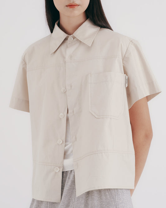 Tangent design workwear-style short shirt