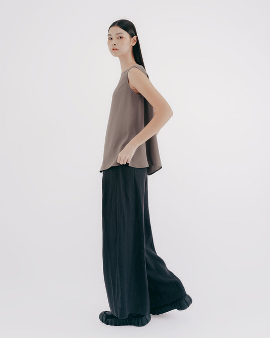 Textured Matte Boat Neck Sleeveless Tank Top 