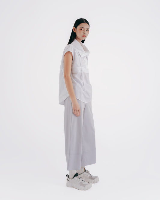 Light grey mid-line A-line cropped trousers 