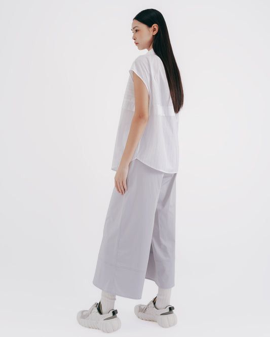 Light grey mid-line A-line cropped trousers 