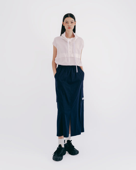Stylish high-neck layered top (pink)